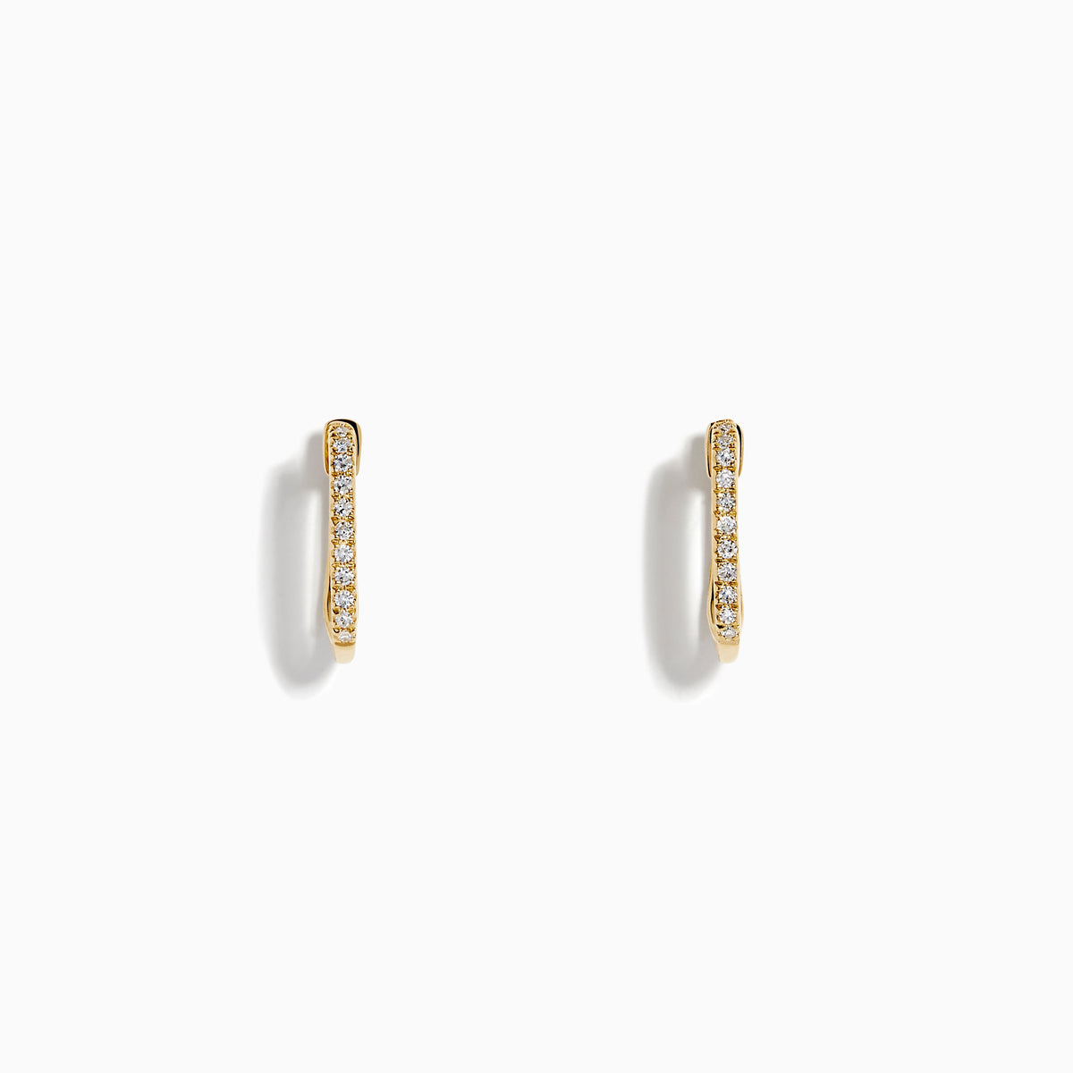 Diamond Rectangular Pavé Huggie Earrings in 14K Yellow Gold