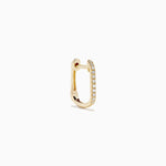 Diamond Rectangular Pavé Huggie Earrings in 14K Yellow Gold view 3