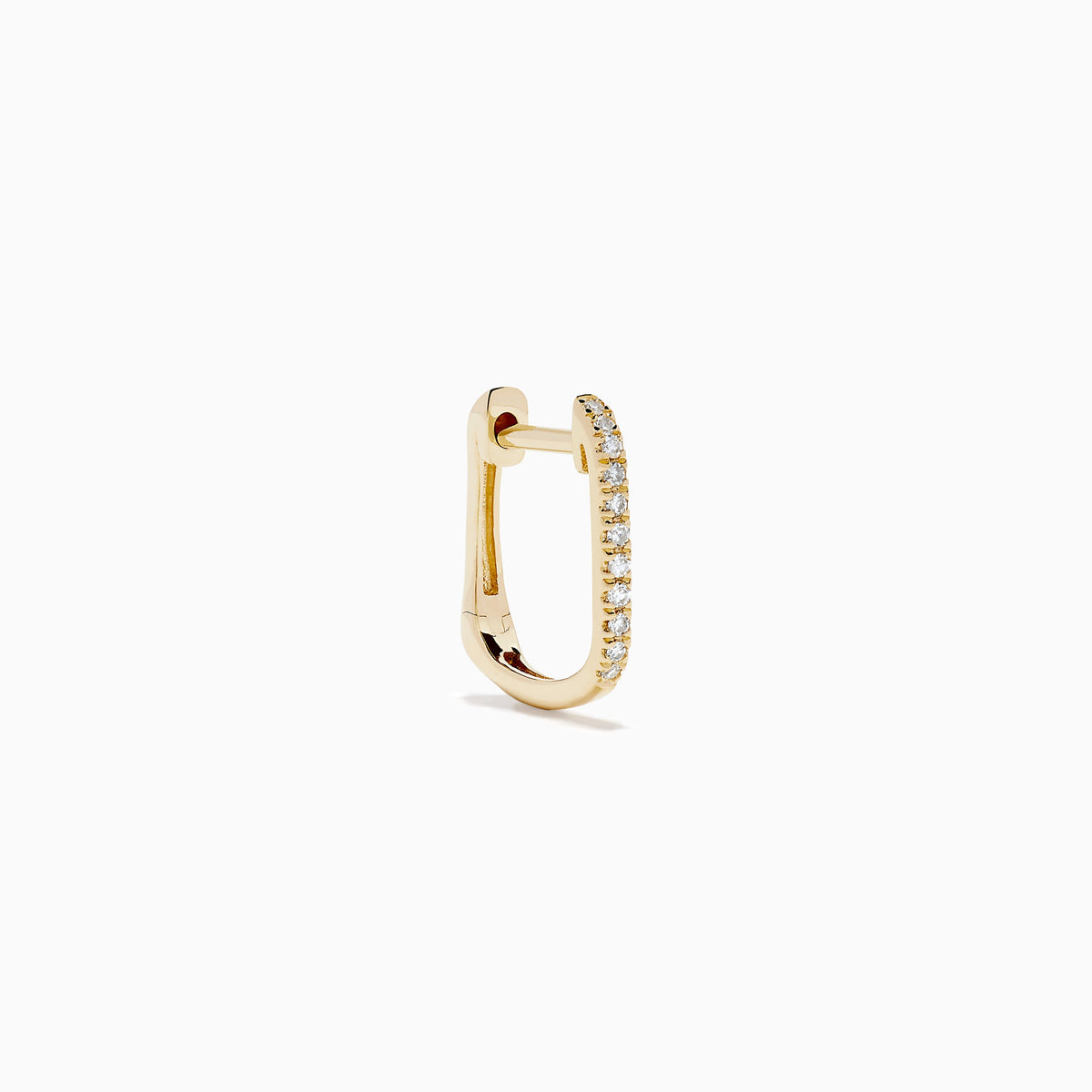 Diamond Rectangular Pavé Huggie Earrings in 14K Yellow Gold view 3