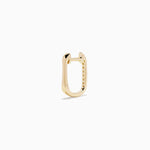 Diamond Rectangular Pavé Huggie Earrings in 14K Yellow Gold view 4