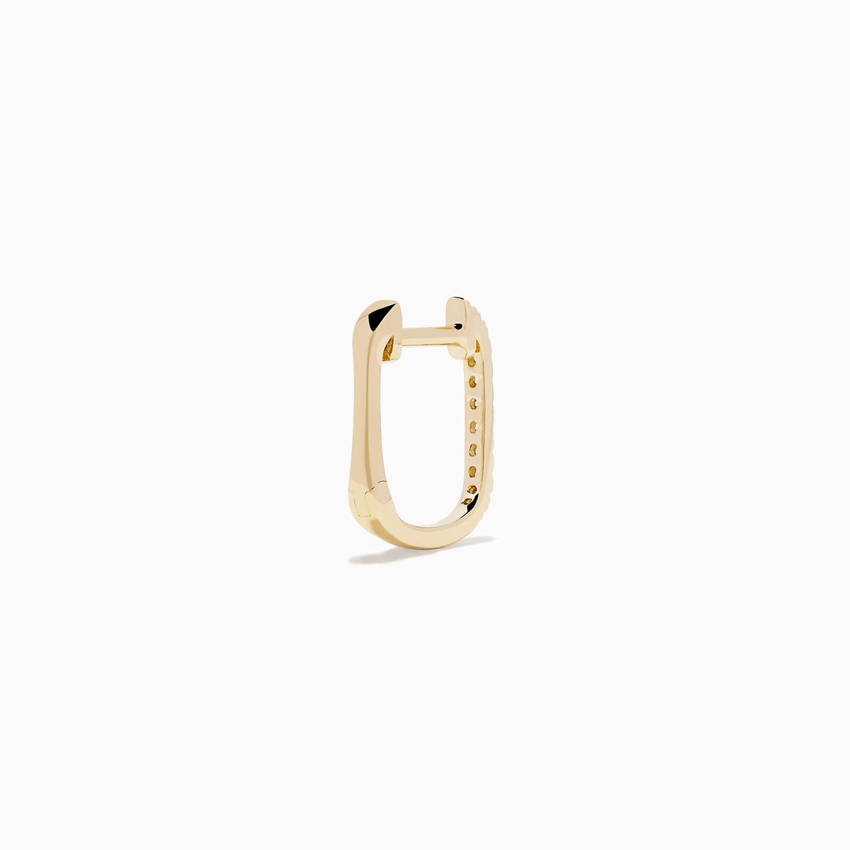 Diamond Rectangular Pavé Huggie Earrings in 14K Yellow Gold view 4