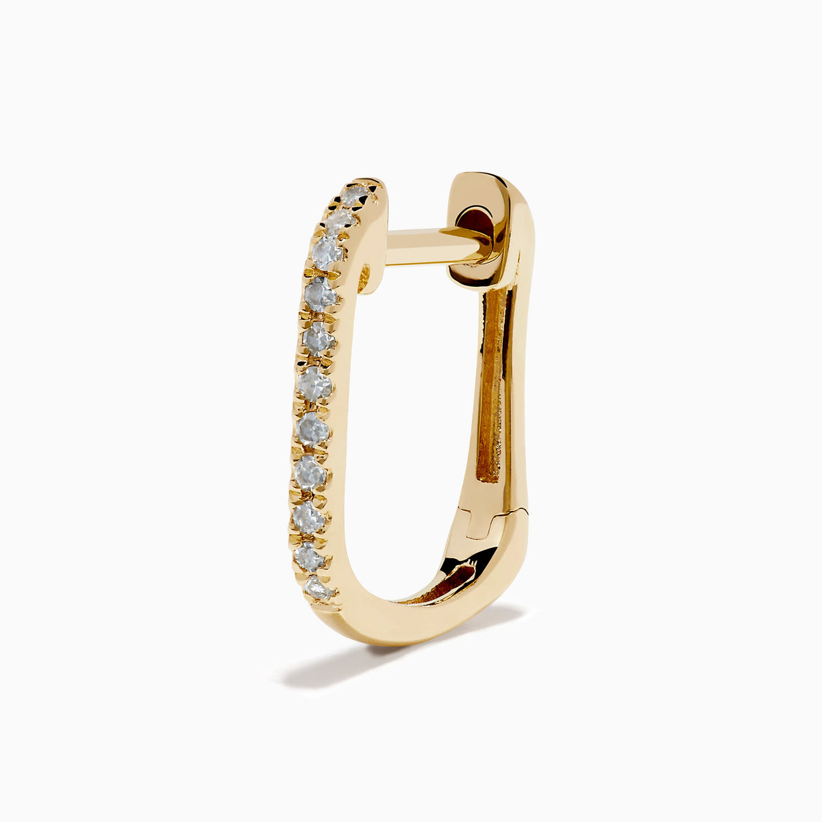 Diamond Rectangular Pavé Huggie Earrings in 14K Yellow Gold view 2