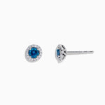 Blue and White Diamond Stud Earrings in 14K Gold, 0.71 ctw view 2
