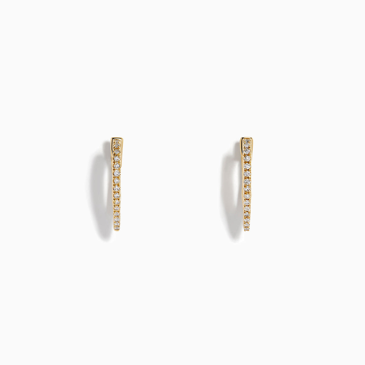 Diamond Tapered Pavé Huggie Earrings in 14K Yellow Gold