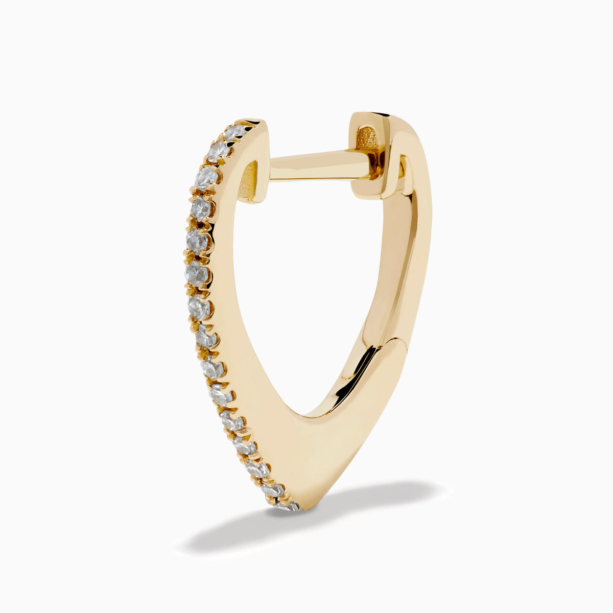 Diamond Tapered Pavé Huggie Earrings in 14K Yellow Gold view 2