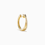 Diamond Crossover Pave Huggie Earrings in 14K Yellow Gold view 3