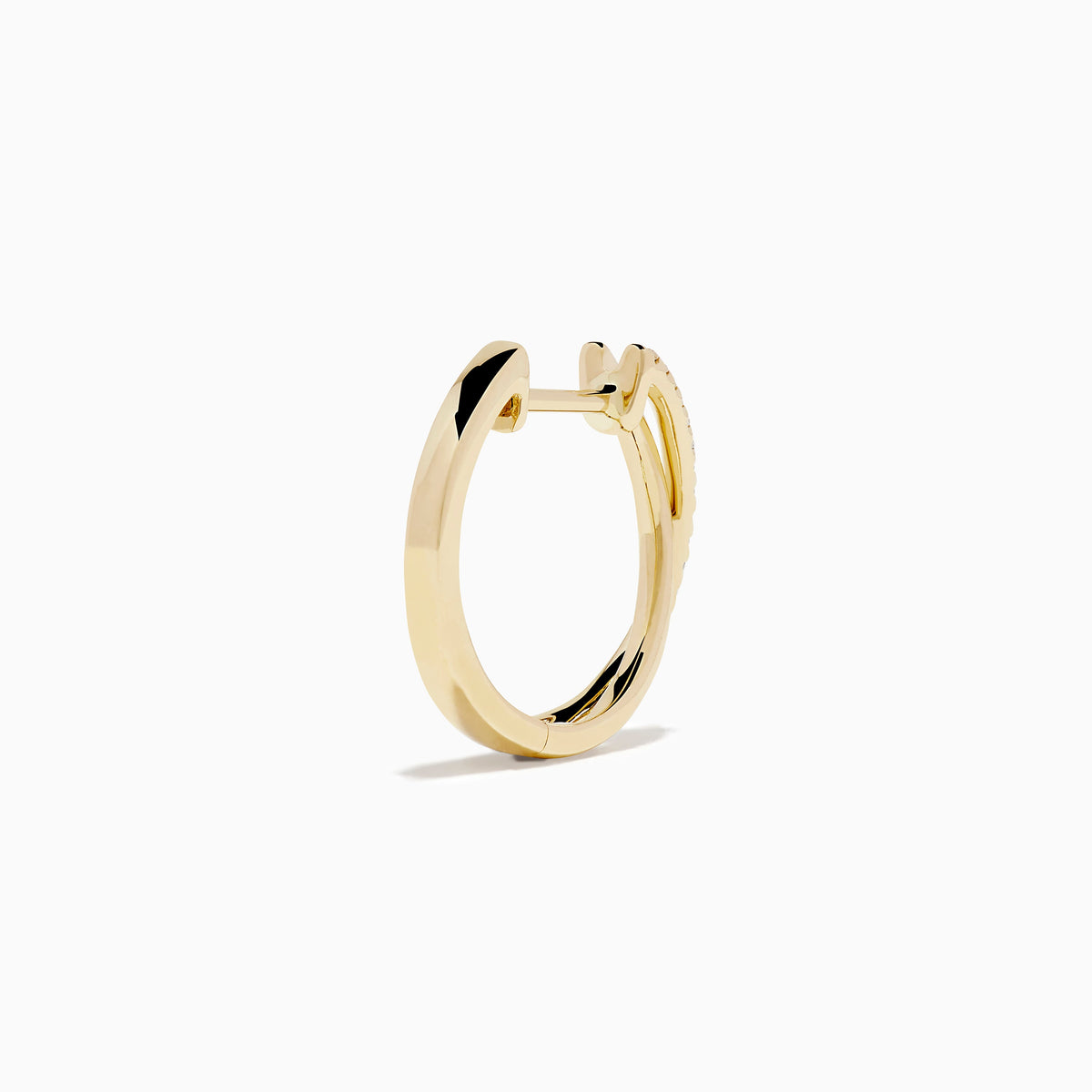 Diamond Crossover Pave Huggie Earrings in 14K Yellow Gold view 4
