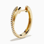 Diamond Crossover Pave Huggie Earrings in 14K Yellow Gold view 2