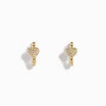 Diamond Pavé Heart Huggie Earrings in 14K Yellow Gold