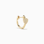 Diamond Pavé Heart Huggie Earrings in 14K Yellow Gold view 3