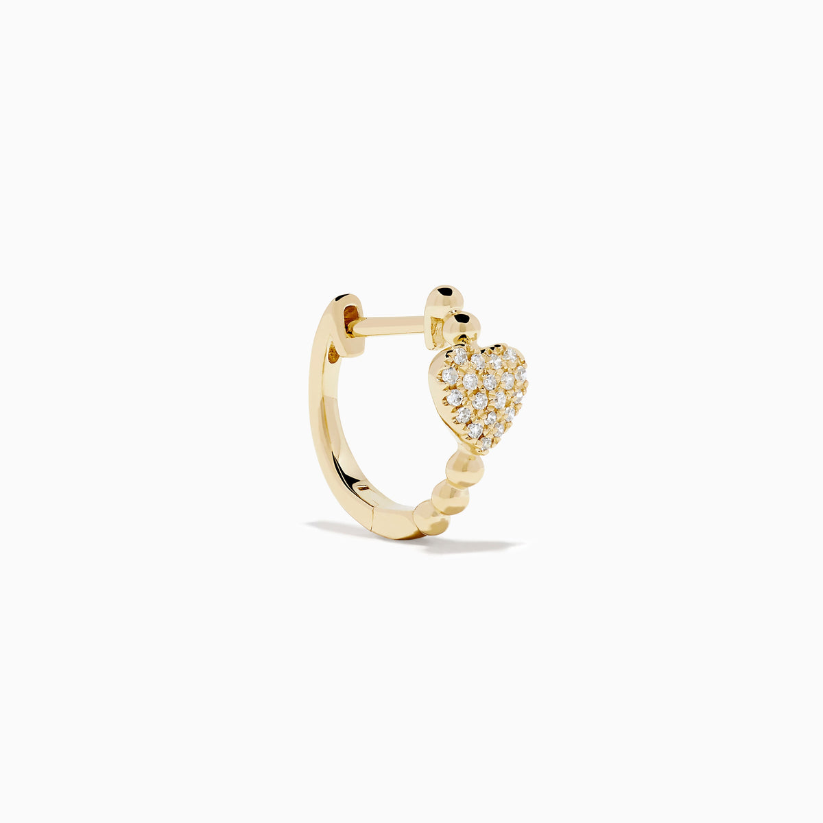 Diamond Pavé Heart Huggie Earrings in 14K Yellow Gold view 3
