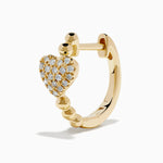 Diamond Pavé Heart Huggie Earrings in 14K Yellow Gold view 2