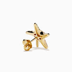 Multi Sapphire and Diamond Starfish Stud Earrings in 14K Yellow Gold view 4