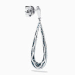 Blue and White Diamond Elongated Teardrop Pavé Earrings in 14K White Gold view 4