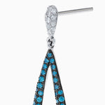 Blue and White Diamond Elongated Teardrop Pavé Earrings in 14K White Gold view 2