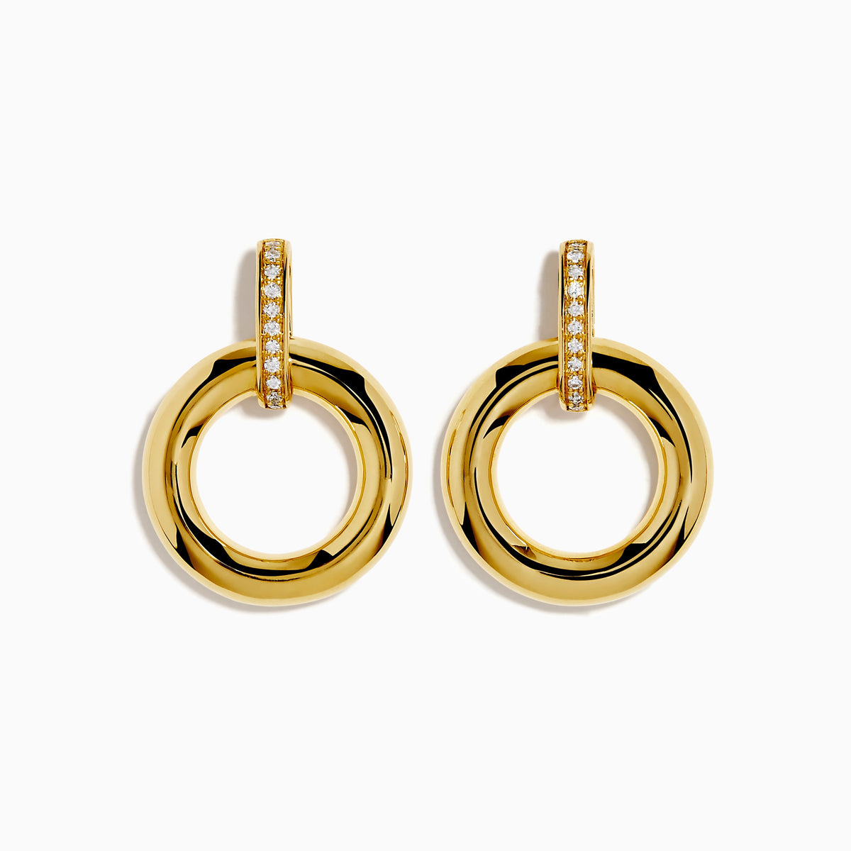 Diamond Accented Circle Drop Earrings in 14K Yellow Gold