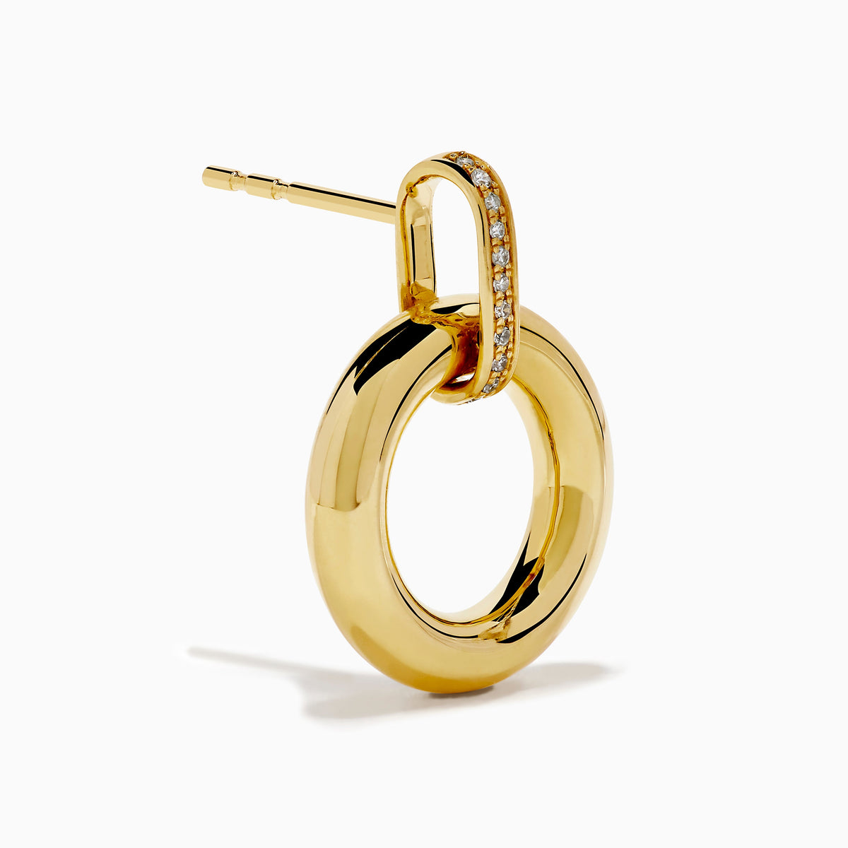 Diamond Accented Circle Drop Earrings in 14K Yellow Gold view 3