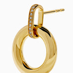 Diamond Accented Circle Drop Earrings in 14K Yellow Gold view 2