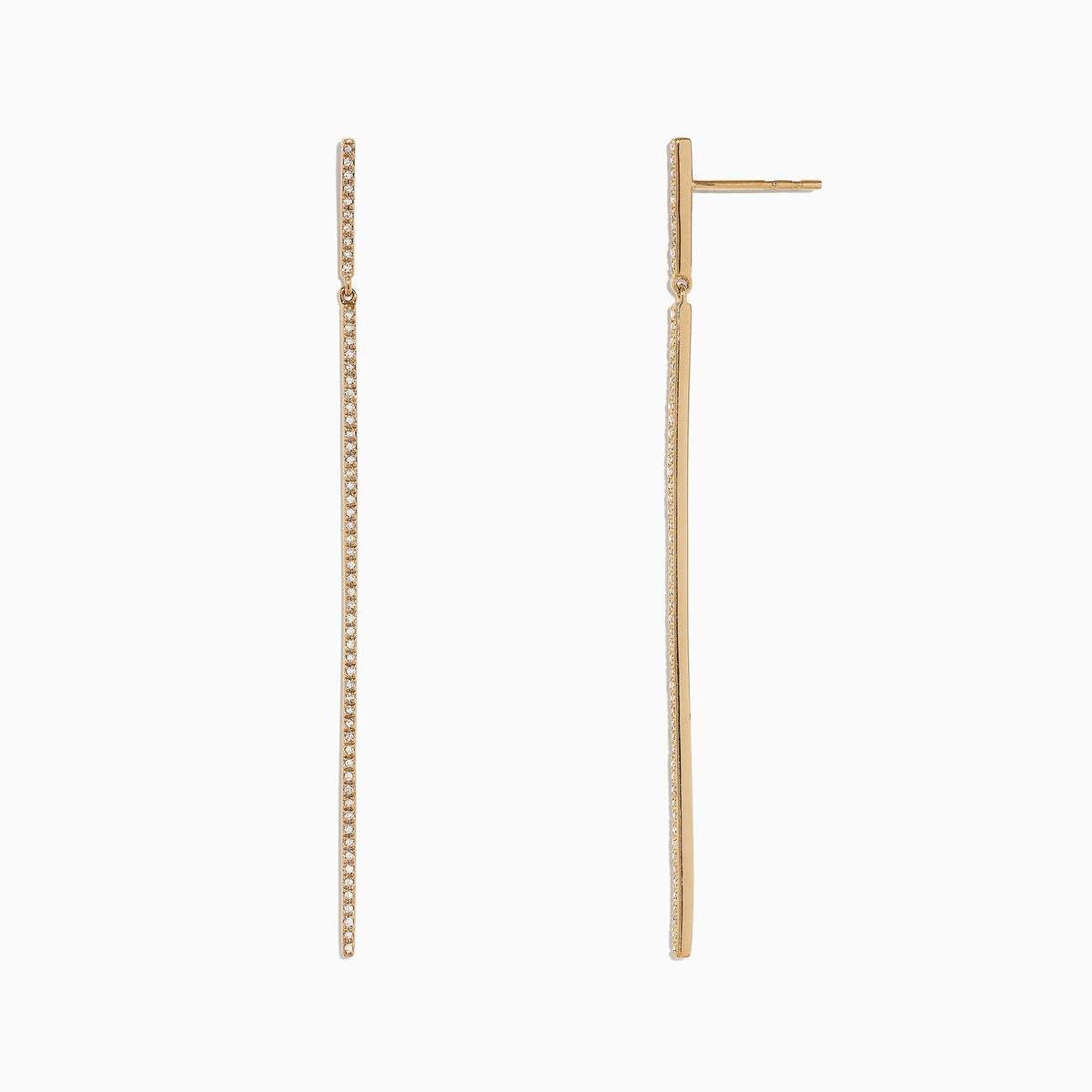 Diamond Vertical Drop Earrings in 14K Yellow Gold, 0.35 ctw view 2