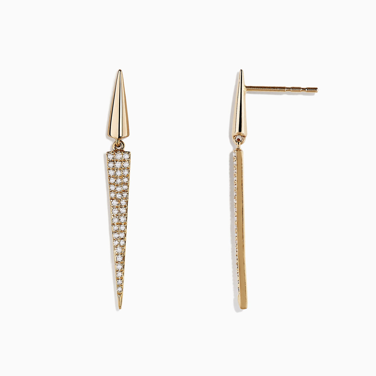 Geometric Drop Earrings in 14K Yellow Gold, 0.28 ctw view 2