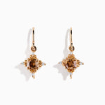 Brown and White Diamond Dangle Earrings in 14K Rose Gold