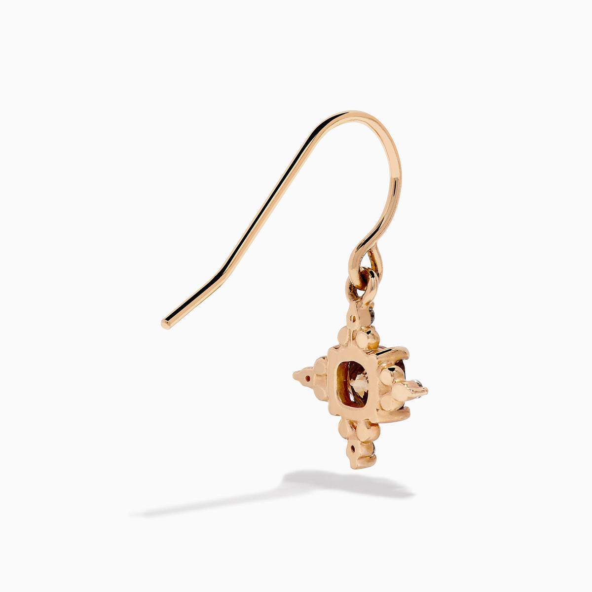 Brown and White Diamond Dangle Earrings in 14K Rose Gold view 4