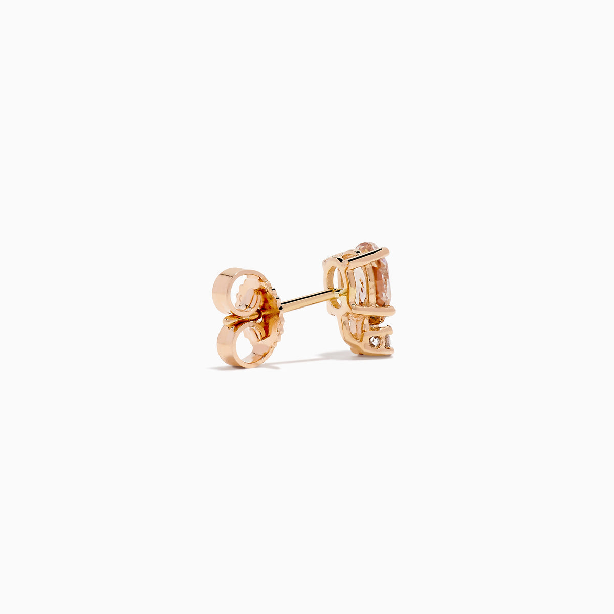Brown and White Diamond Stud Earrings in 14K Rose Gold view 4