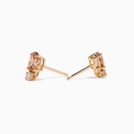 Brown and White Diamond Stud Earrings in 14K Rose Gold view 2
