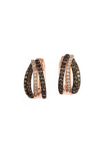 Brown and White Diamond Hoop Earrings in 14K Rose Gold, 0.52 ctw