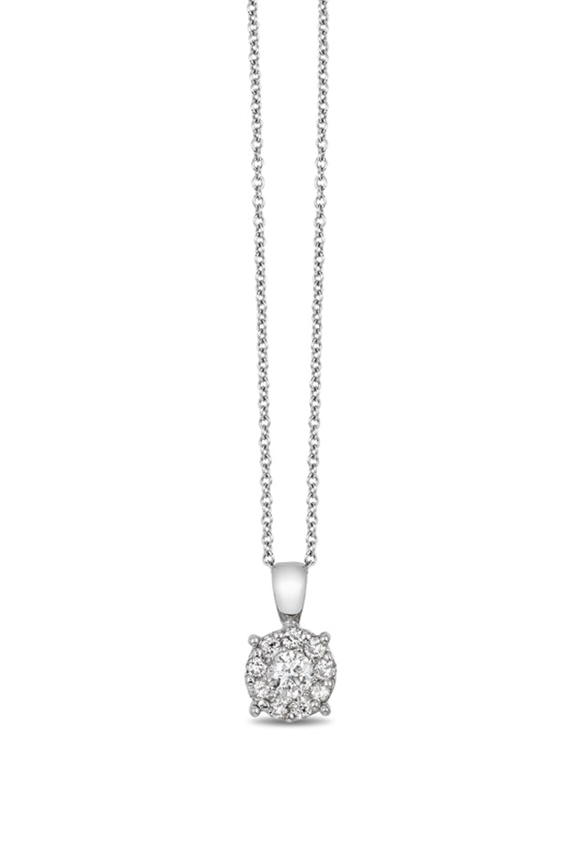 Diamond Cluster Pendant in 14K White Gold, 0.47 ctw