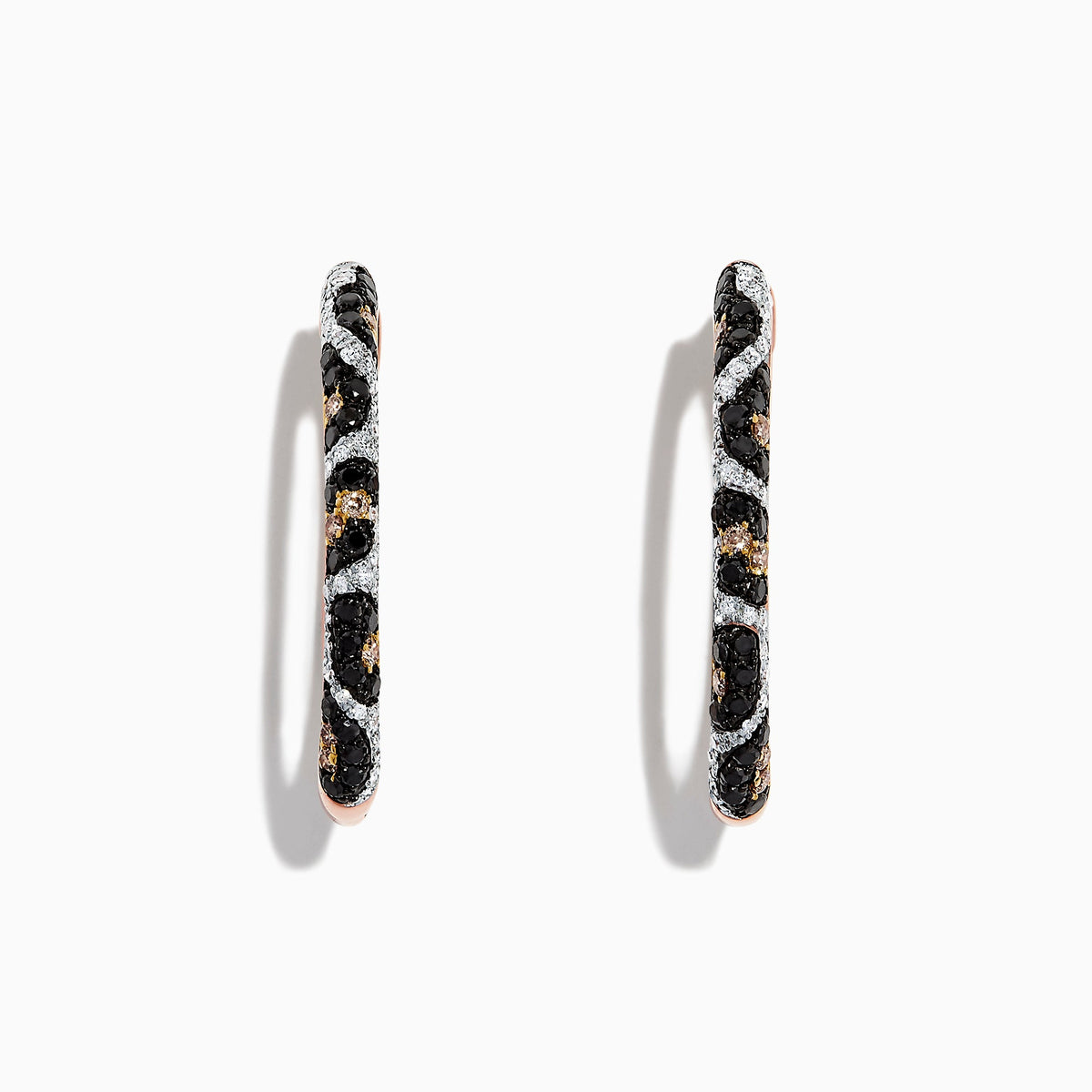 Diamond Leopard Spot Hoop Earrings in 14K Rose Gold, 0.78 ctw