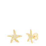 Diamond Starfish Earrings in 14K Yellow Gold, 0.18 ctw view 2