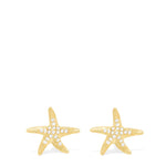 Diamond Starfish Earrings in 14K Yellow Gold, 0.18 ctw