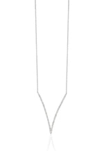 Diamond V-Shape Necklace in 14K White Gold, 0.28 ctw