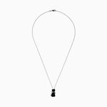 Onyx and Diamond Cat Pendant in 14K White Gold, 5.35 ctw view 2