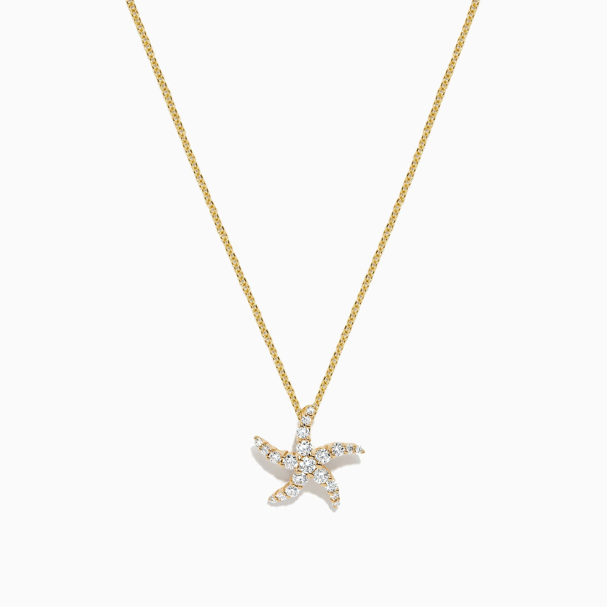 Diamond Starfish Pendant in 14K Yellow Gold, 0.36 ctw