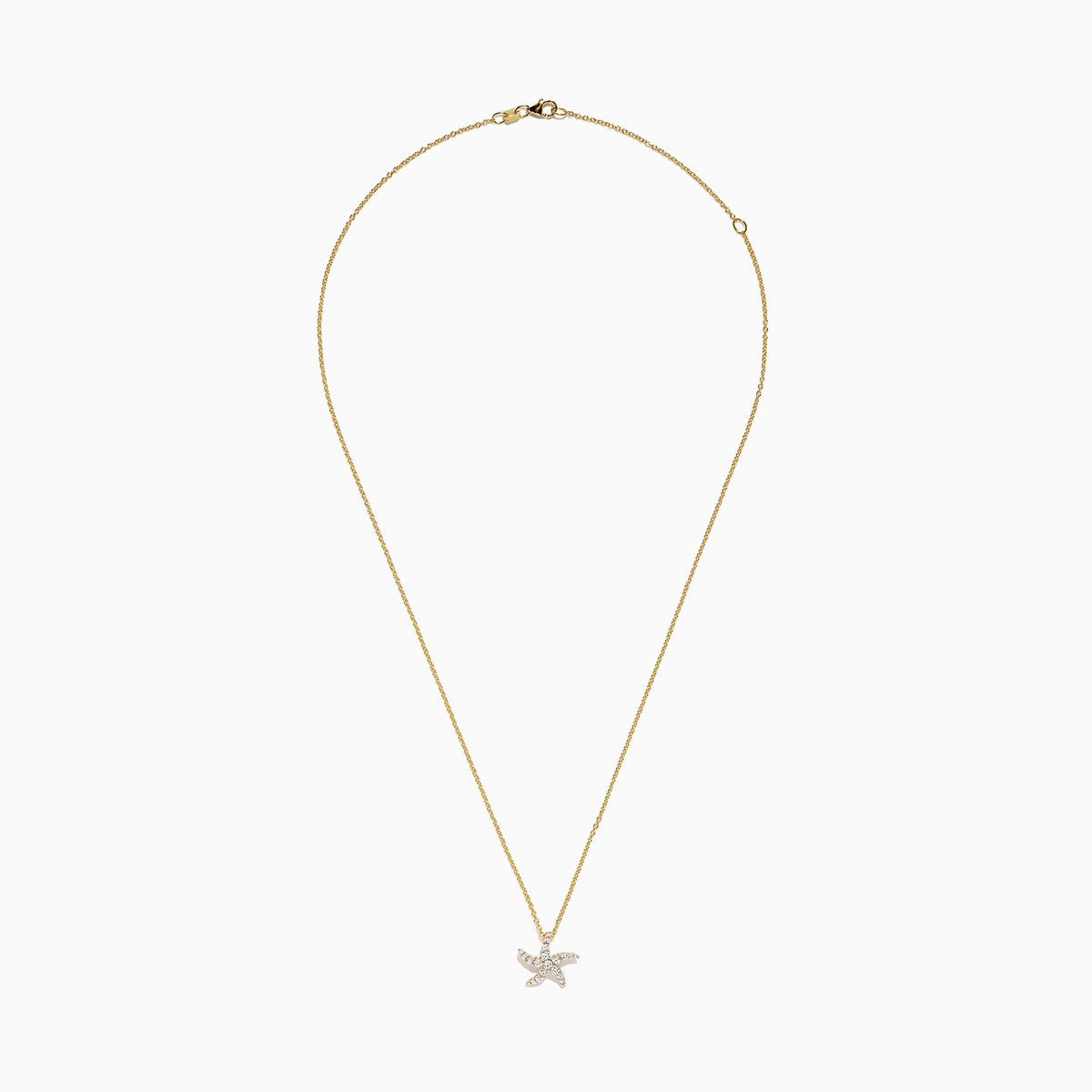 Diamond Starfish Pendant in 14K Yellow Gold, 0.36 ctw view 3