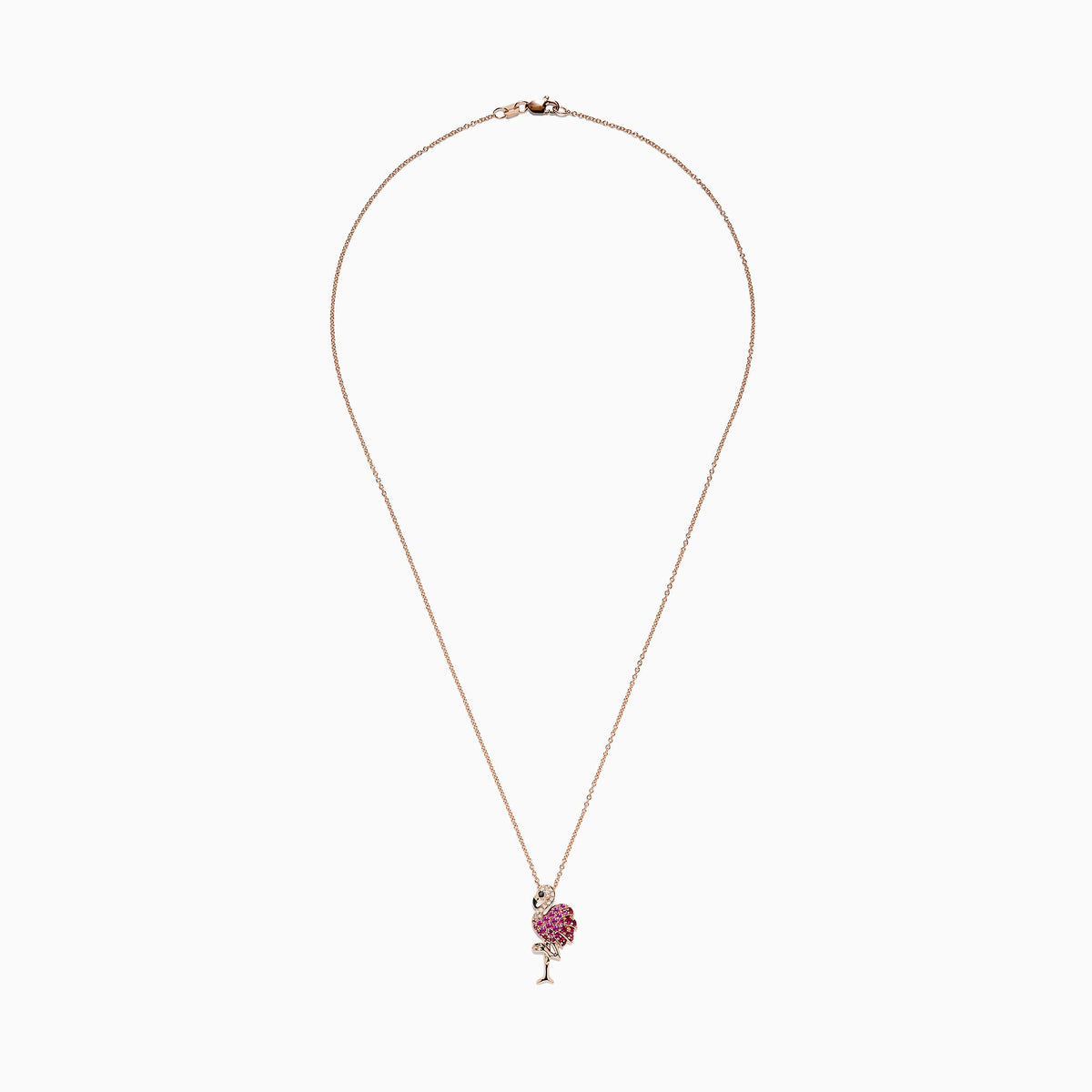 Ruby and Diamond Flamingo Pendant in 14K Rose Gold, 0.64 ctw view 2