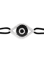 Novelty White Gold Black & White Diamond Evil Eye Bracelet in 14K Gold, 0.43 ctw view 2