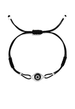 Novelty White Gold Black & White Diamond Evil Eye Bracelet in 14K Gold, 0.43 ctw