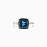 London Blue Topaz & Diamond Ring in 14K Yellow Gold, 4.54 ctw
