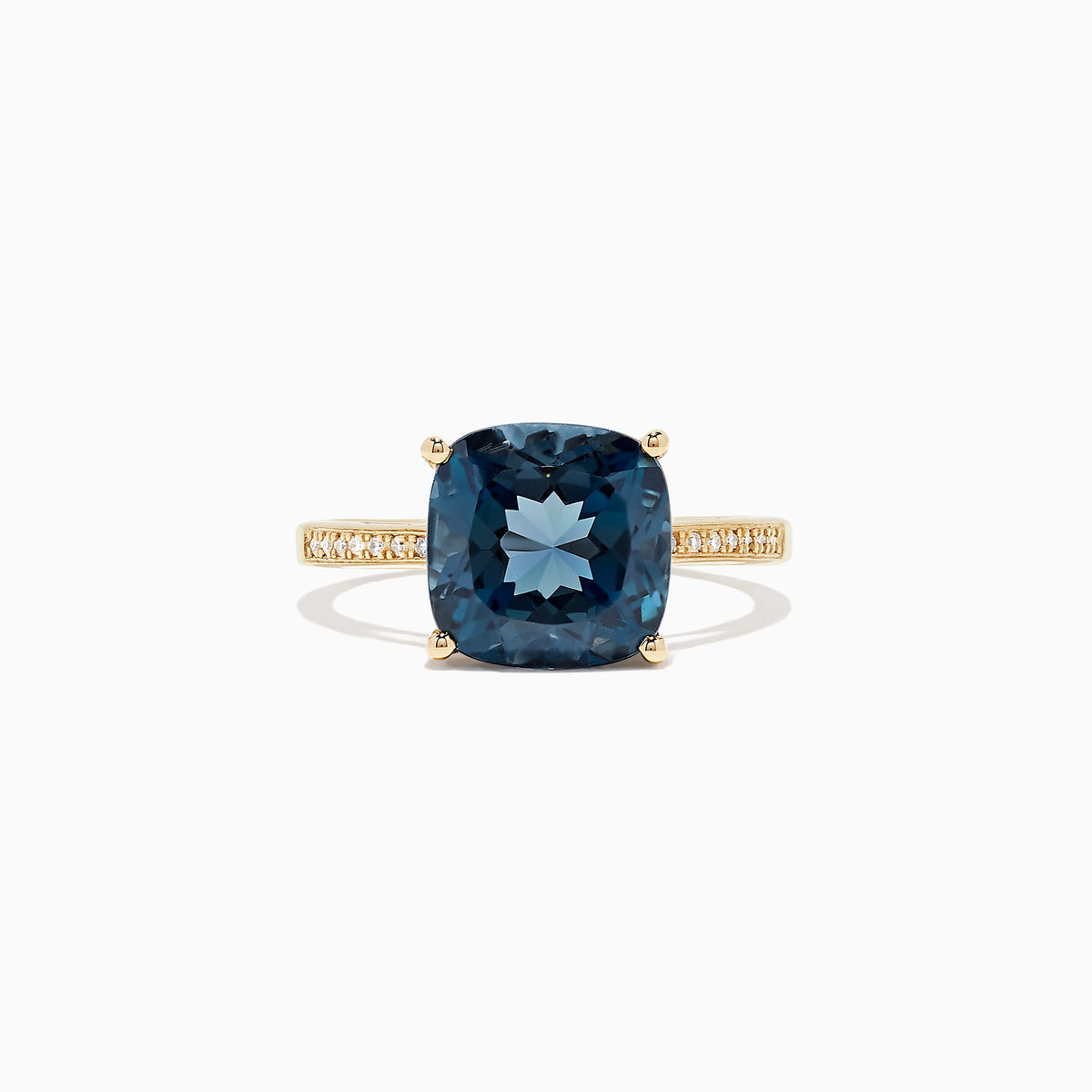 London Blue Topaz & Diamond Ring in 14K Yellow Gold, 4.54 ctw