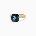London Blue Topaz & Diamond Ring in 14K Yellow Gold, 4.54 ctw view 3