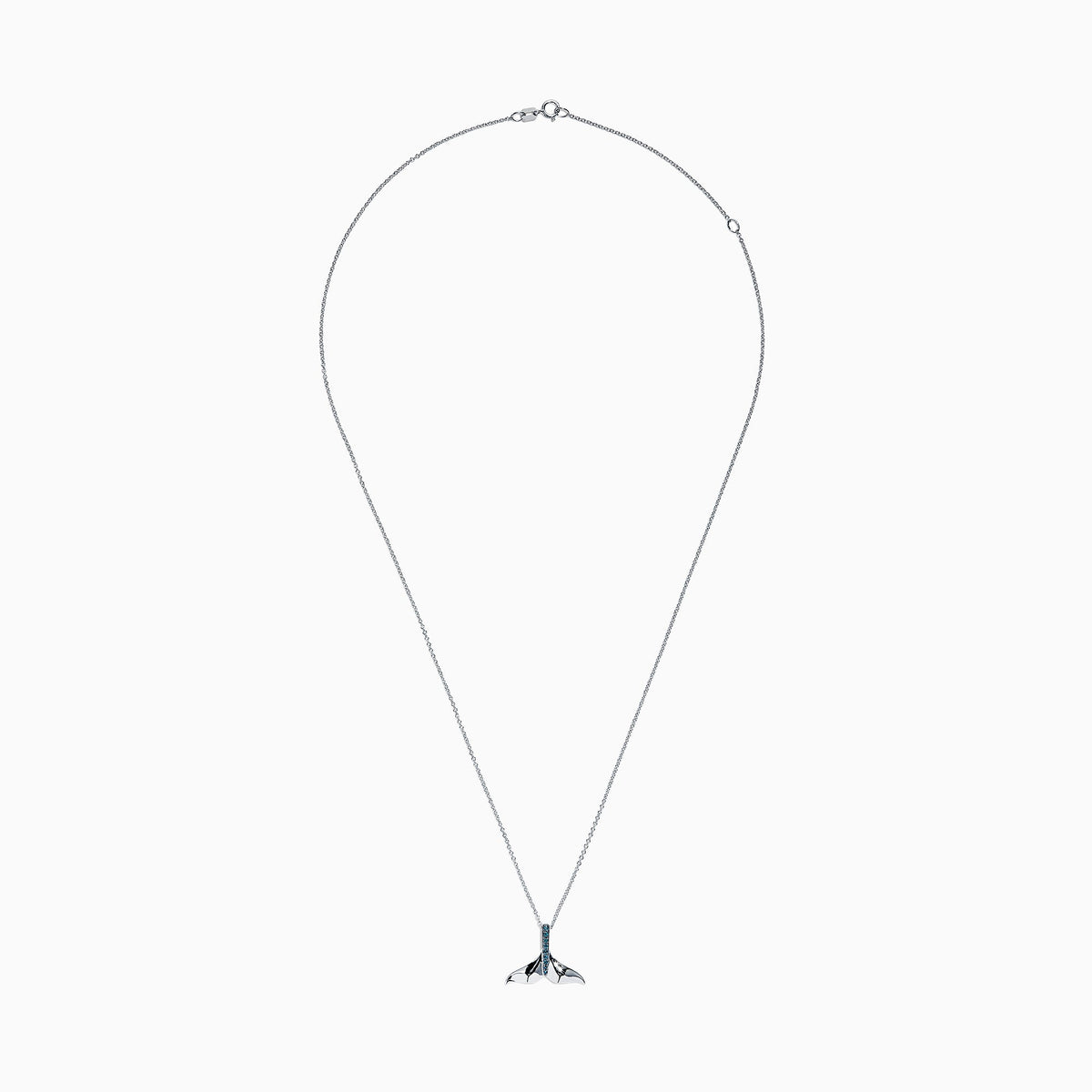 Blue Diamond Whale's Tail Pendant in 14K White Gold, 0.05 ctw view 2