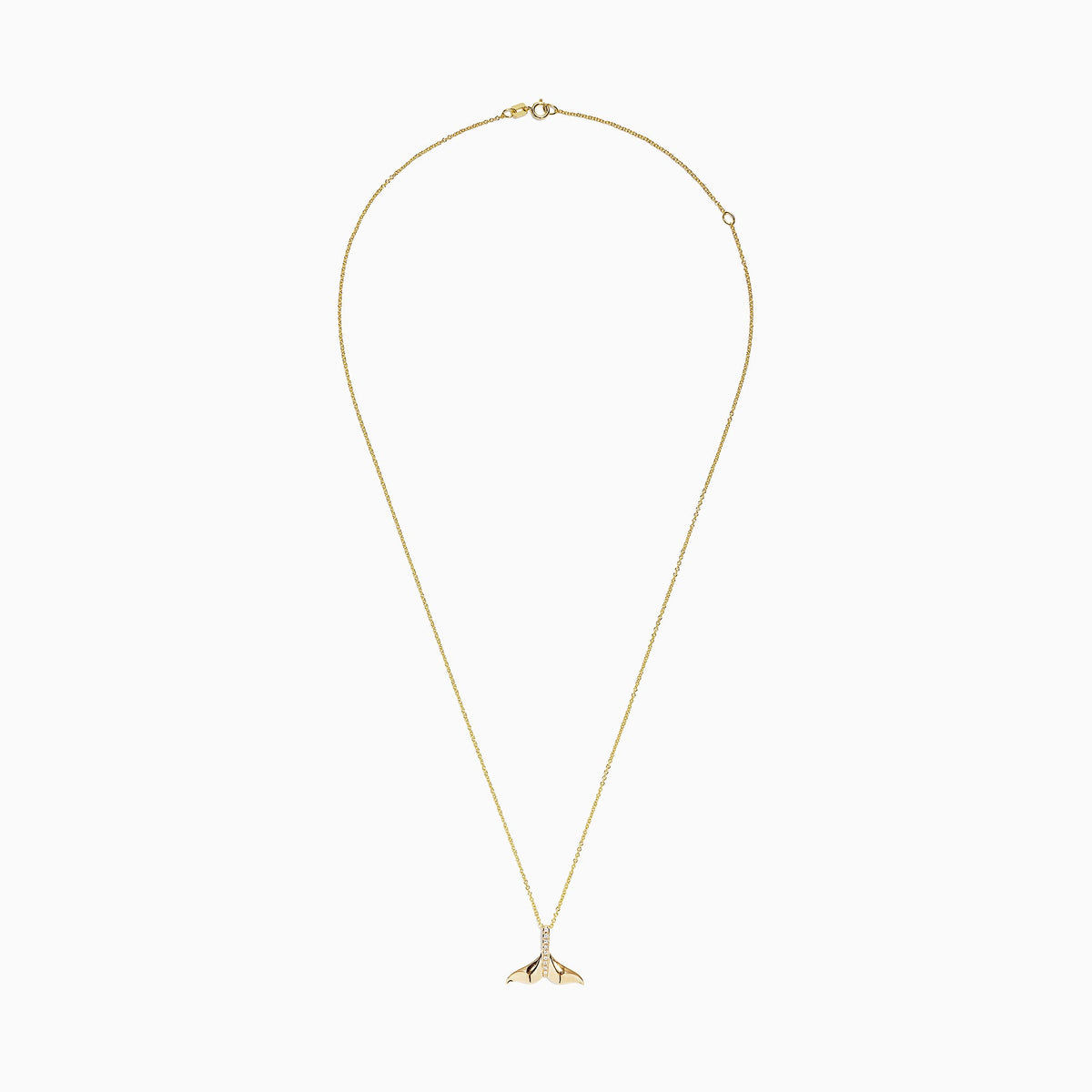 Diamond Whale's Tail Pendant in 14K Yellow Gold, 0.05 ctw view 2