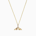 Diamond Whale's Tail Pendant in 14K Yellow Gold, 0.05 ctw
