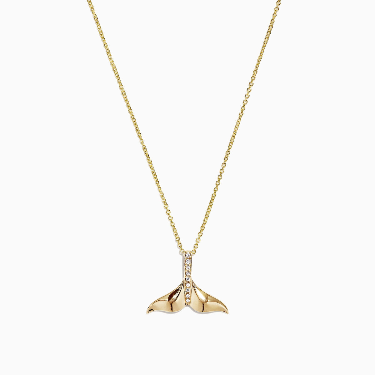 Diamond Whale's Tail Pendant in 14K Yellow Gold, 0.05 ctw