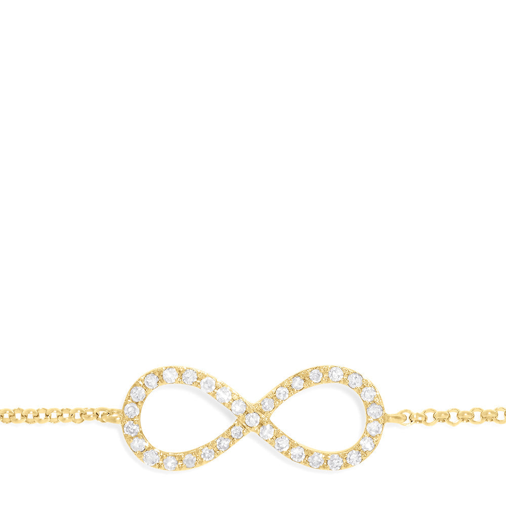 Diamond Infinity Bracelet in 14K Yellow Gold, 0.12 ctw view 2