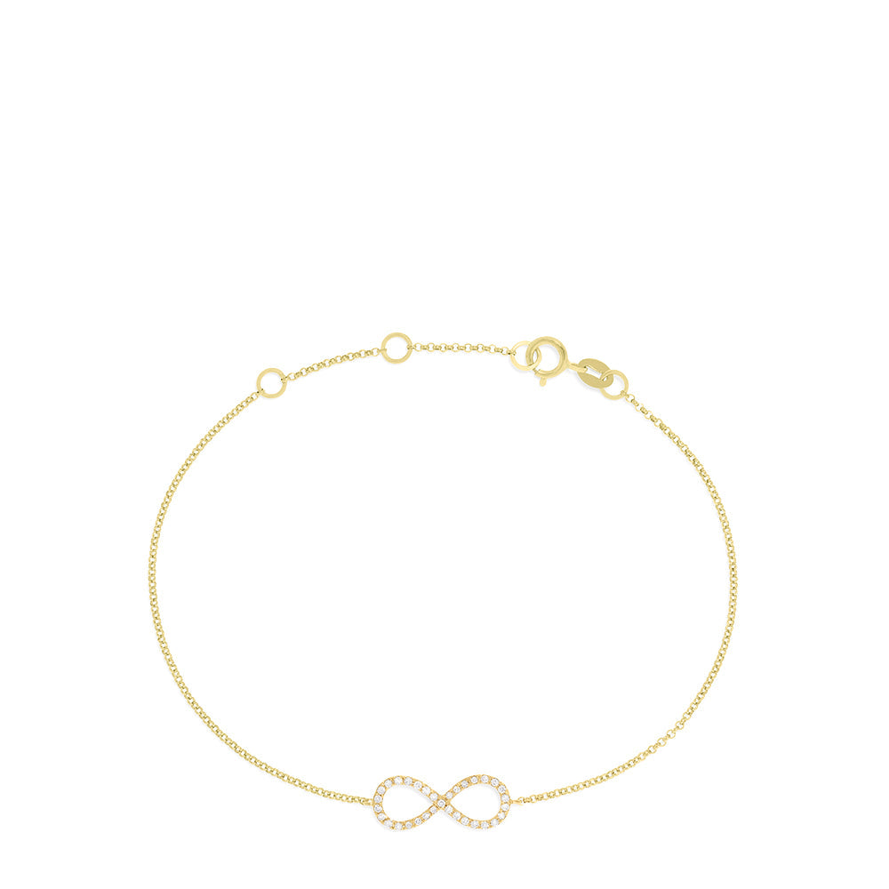 Diamond Infinity Bracelet in 14K Yellow Gold, 0.12 ctw