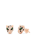 Diamond and Tsavorite Stud Earrings in 14K Rose Gold, 0.49 ctw view 3